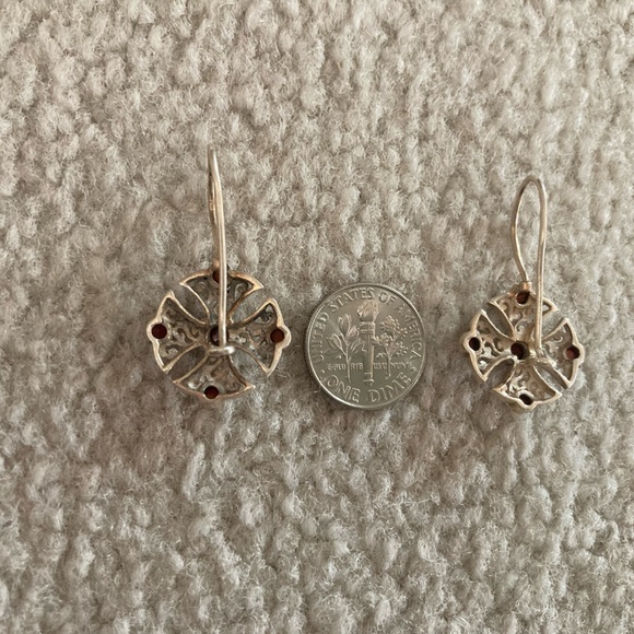 Sterling Silver & Garnet Earrings - Picture 12 of 12